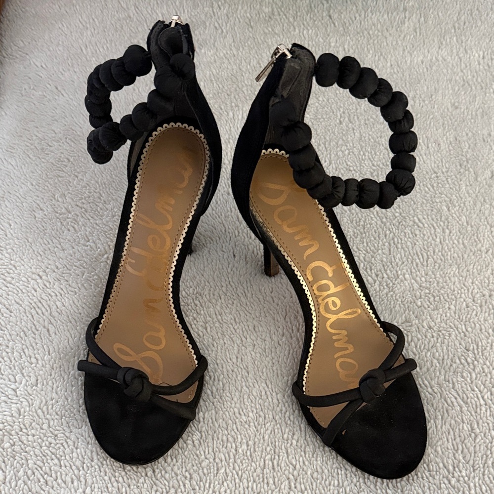 Sam Edelman Black Beaded Strap Heels